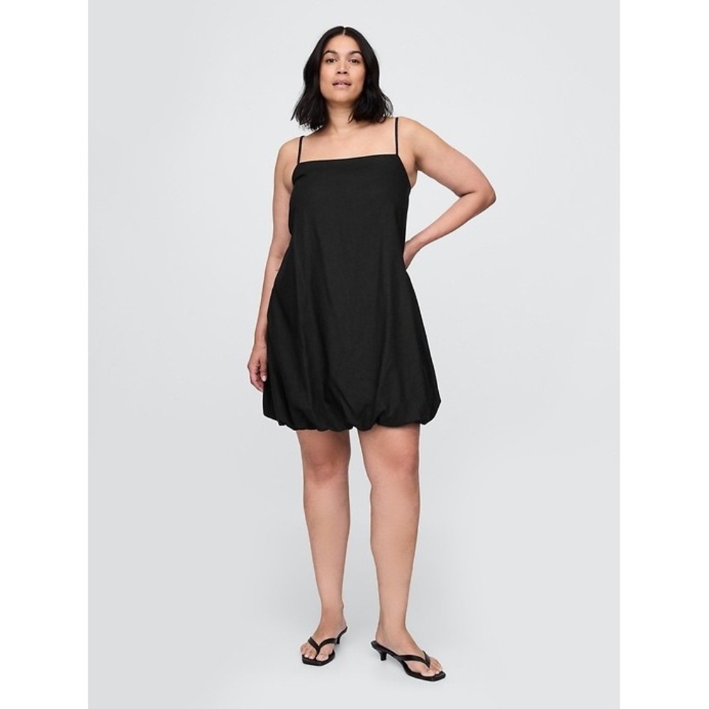 NWT GAP Linen-Blend Bubble Mini Dress Black Size L Event Party Summer Minimalist